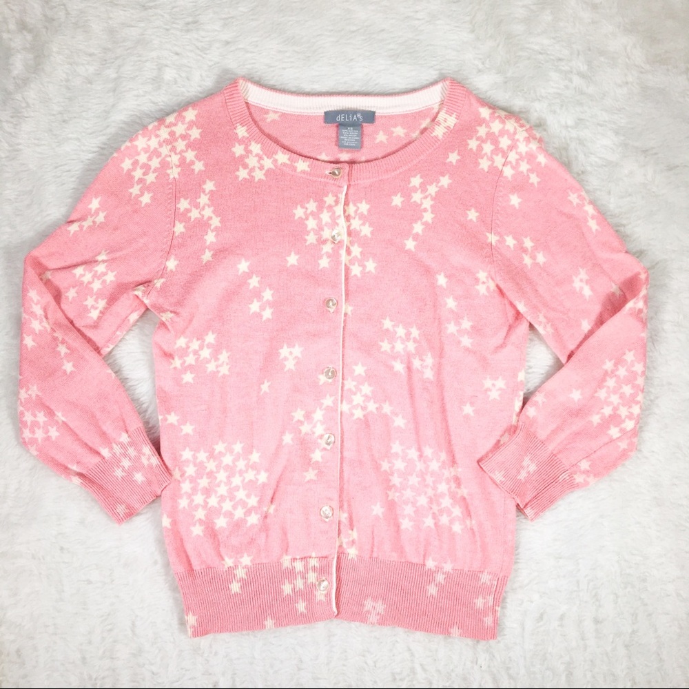🔥2 for $15🔥Delia’s Pink White Star Print Cardi